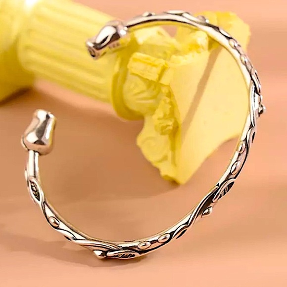 Rose Flower Sterling Silver Bangle Brac - Picture 10 of 14